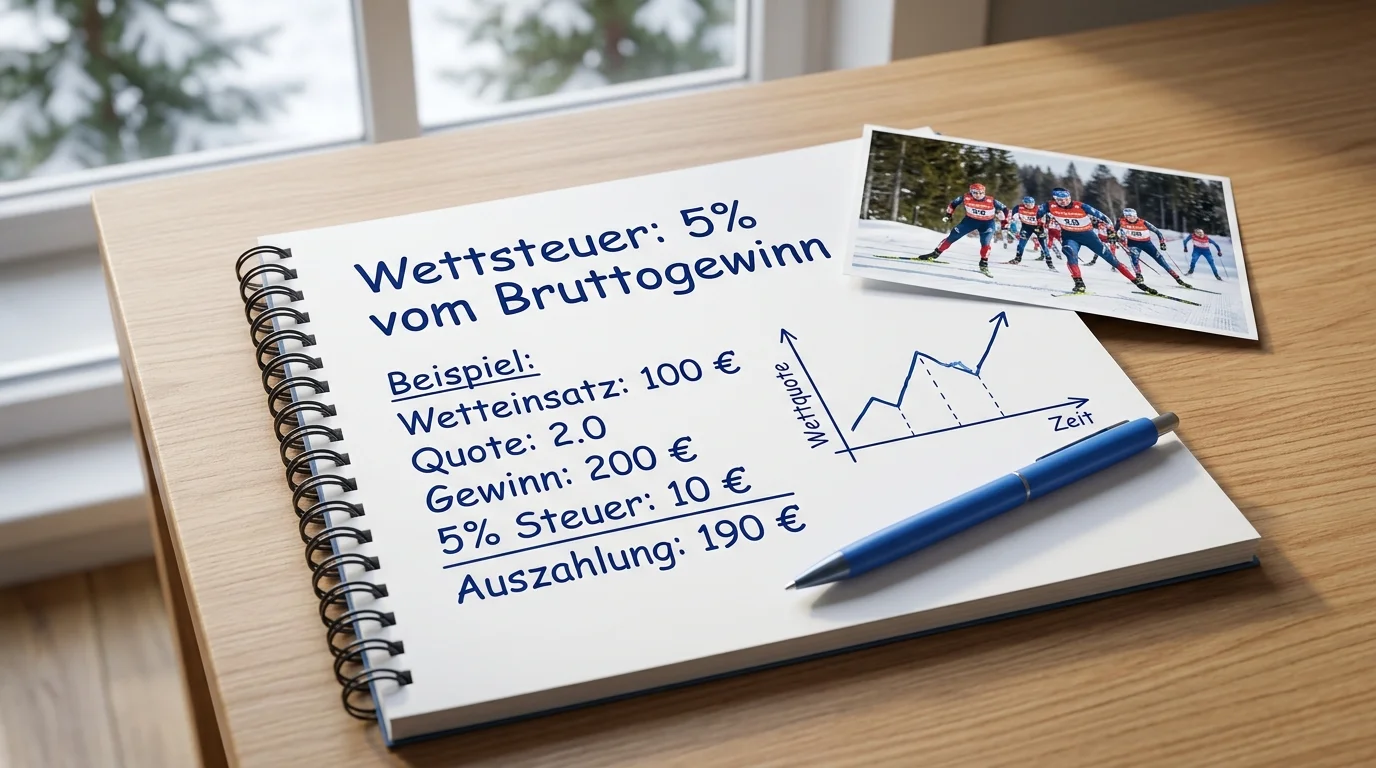 Berechnung der 5-Prozent-Wettsteuer auf einen Langlauf-Wetteinsatz