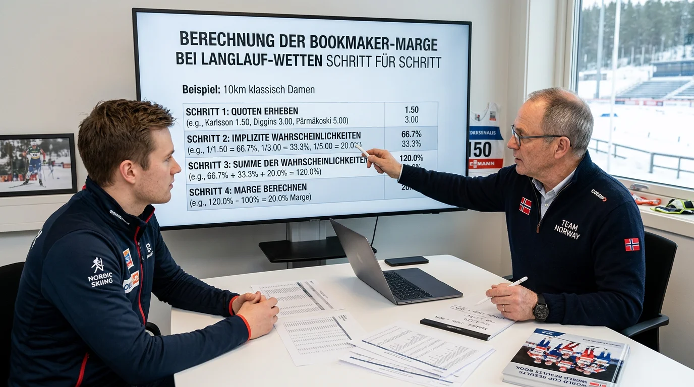 Berechnung der Bookmaker-Marge bei Langlauf-Wetten Schritt für Schritt