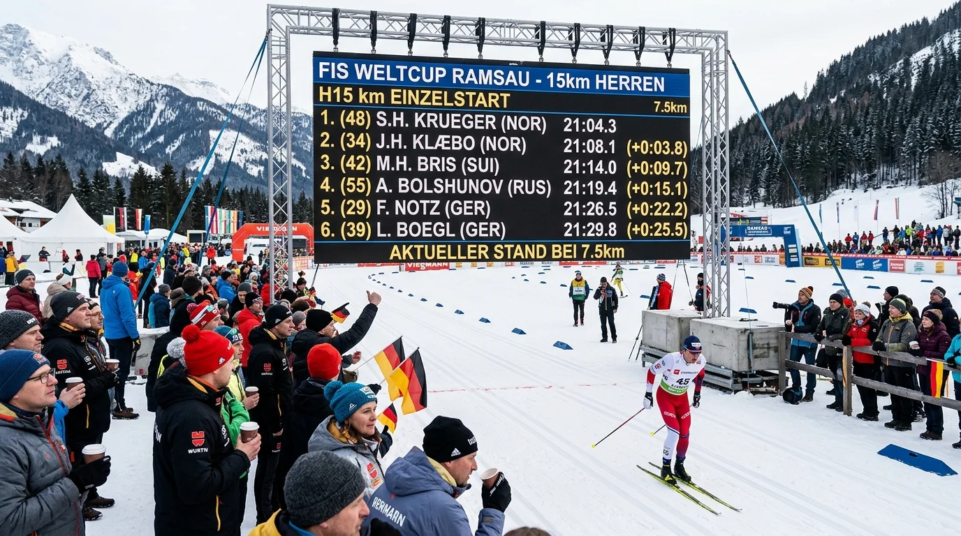 Zwischenzeiten-Anzeige bei einem Langlauf-Distanzrennen
