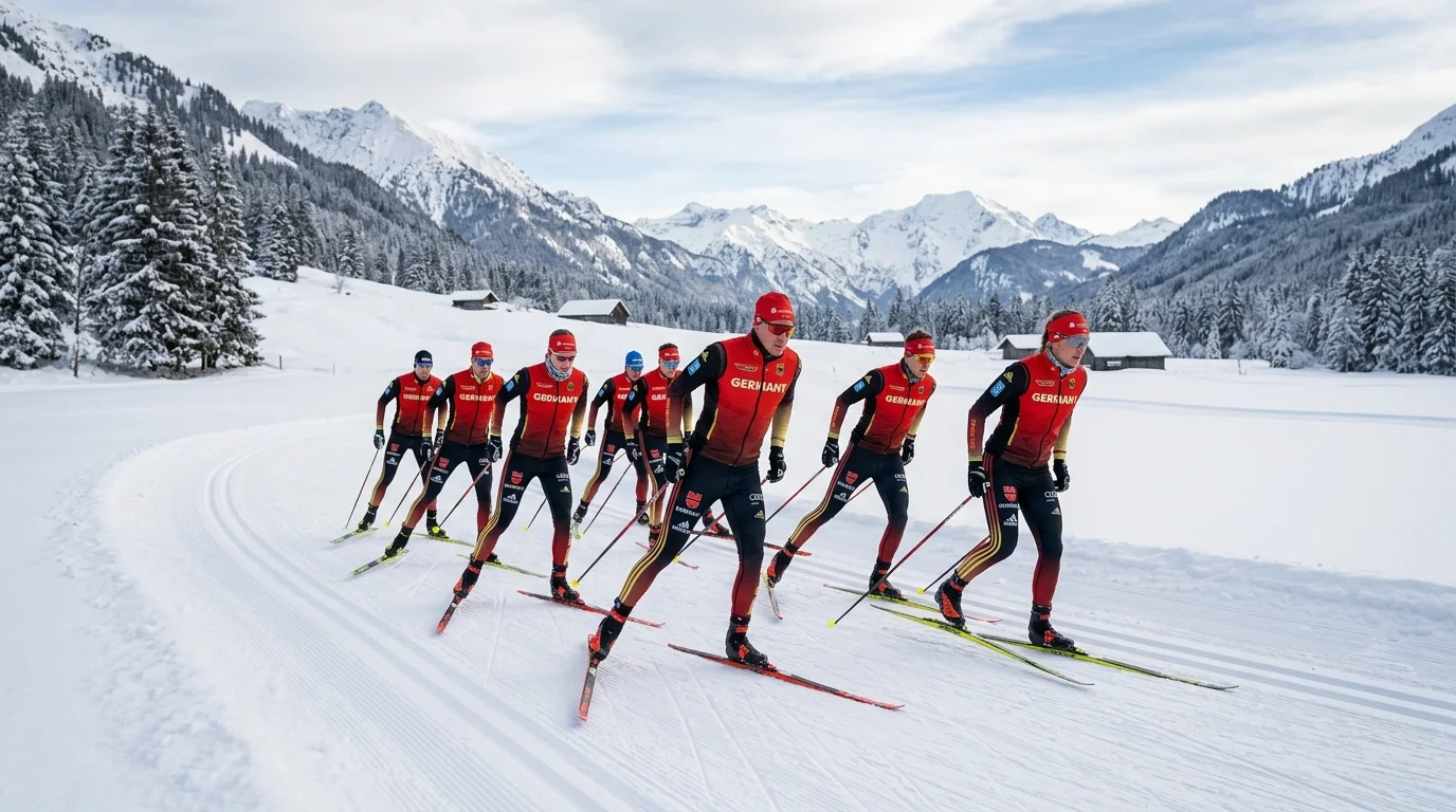 Deutsche Langlauf-Mannschaft bei der Olympia-Vorbereitung 2026