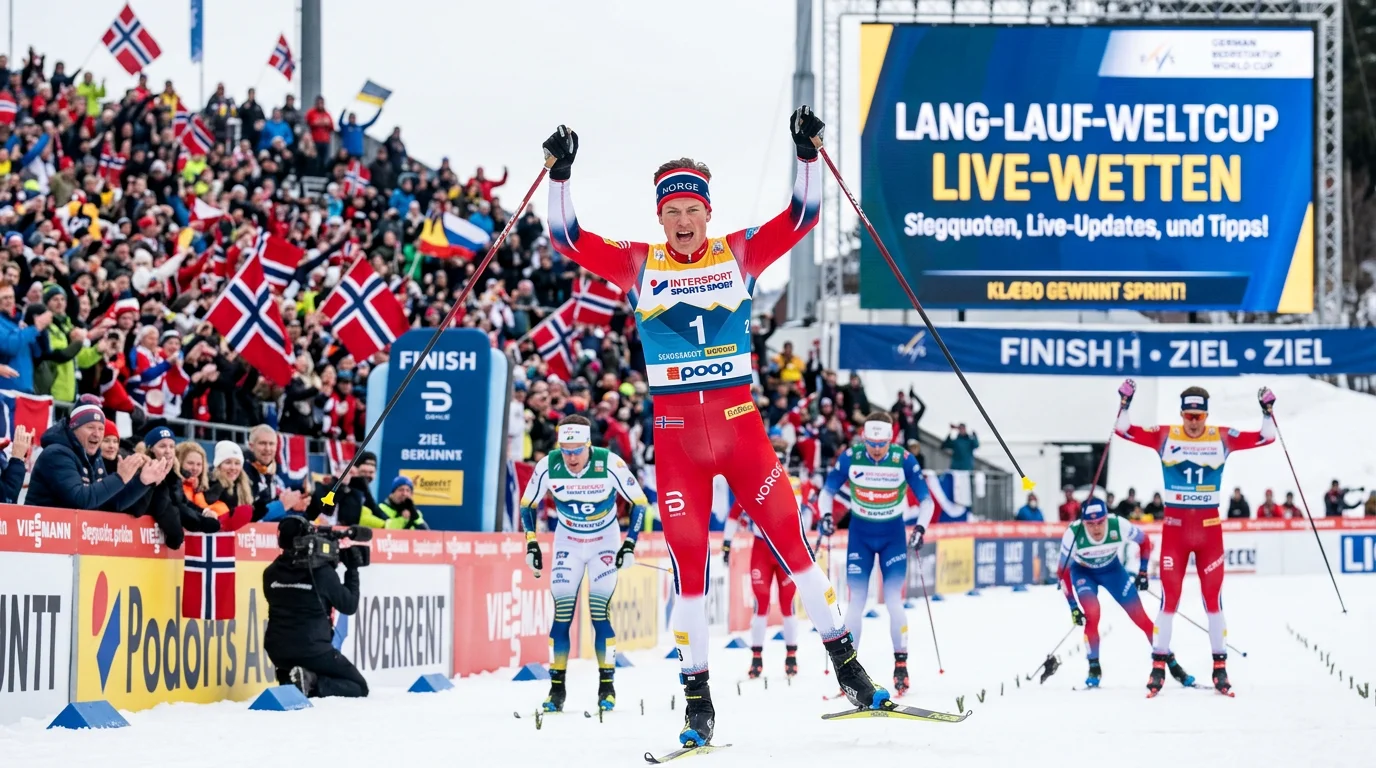 Johannes Klæbo feiert einen Sprint-Sieg im Langlauf-Weltcup