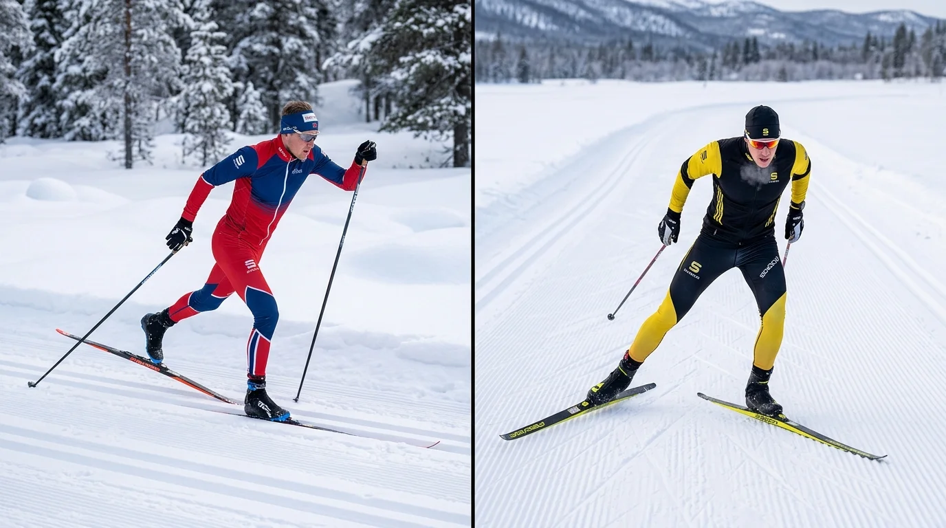 Vergleich von klassischer Technik und Skating-Stil im Skilanglauf