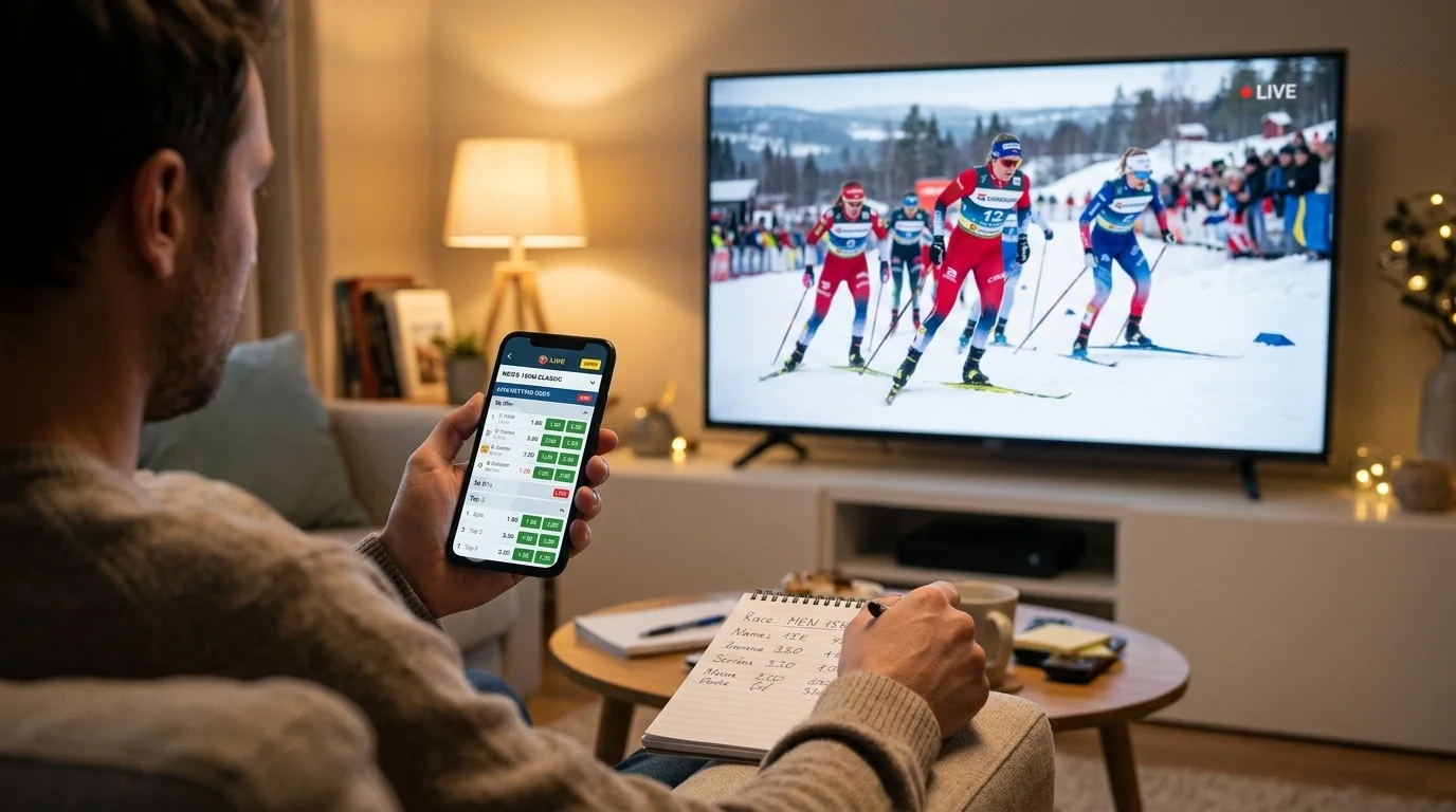 Langlauf Live Wetten in Echtzeit während eines FIS-Weltcup-Skilanglauf-Rennens