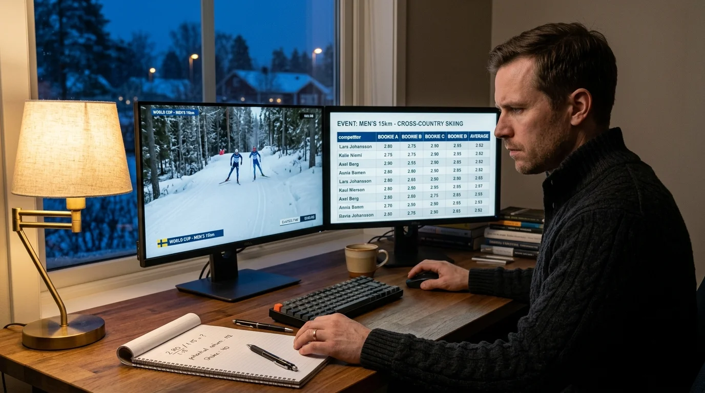 Quotenvergleich für Skilanglauf-Wetten mit Dezimalquoten und Margenanalyse