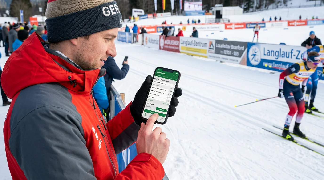 Live-Wetten auf Langlauf per Smartphone während eines Rennens