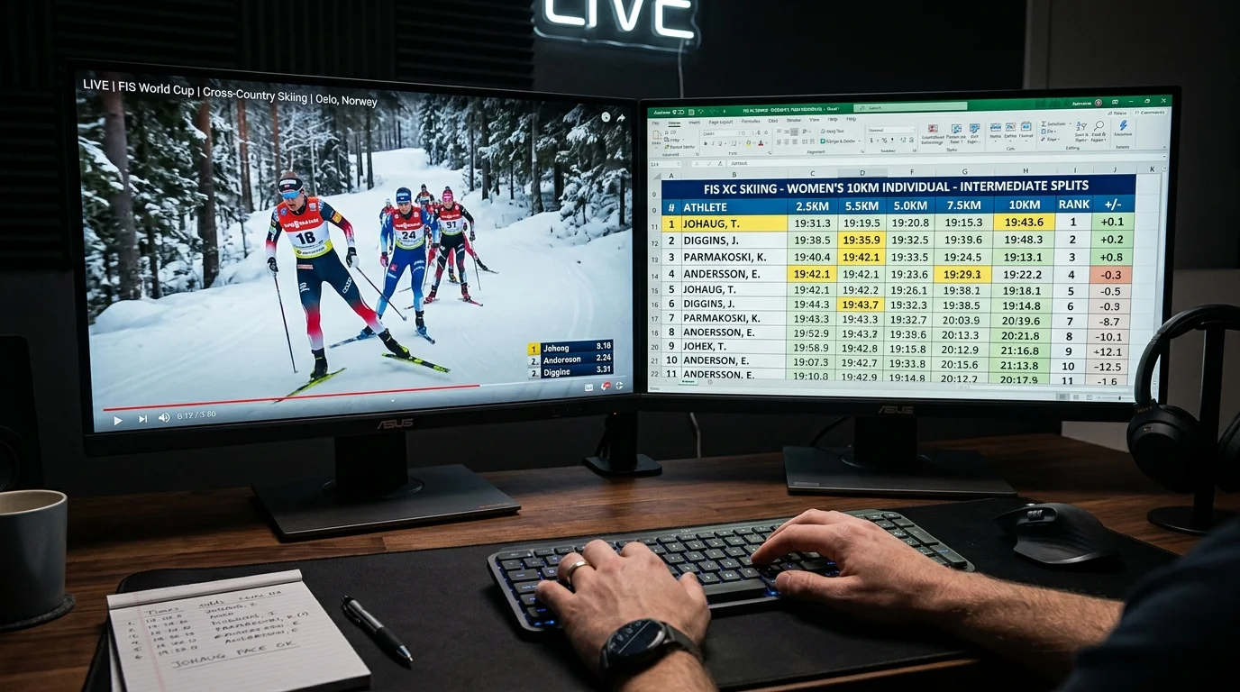 Parallele Nutzung von Livestream und FIS-Livetiming-Daten für Langlauf-Live-Wetten