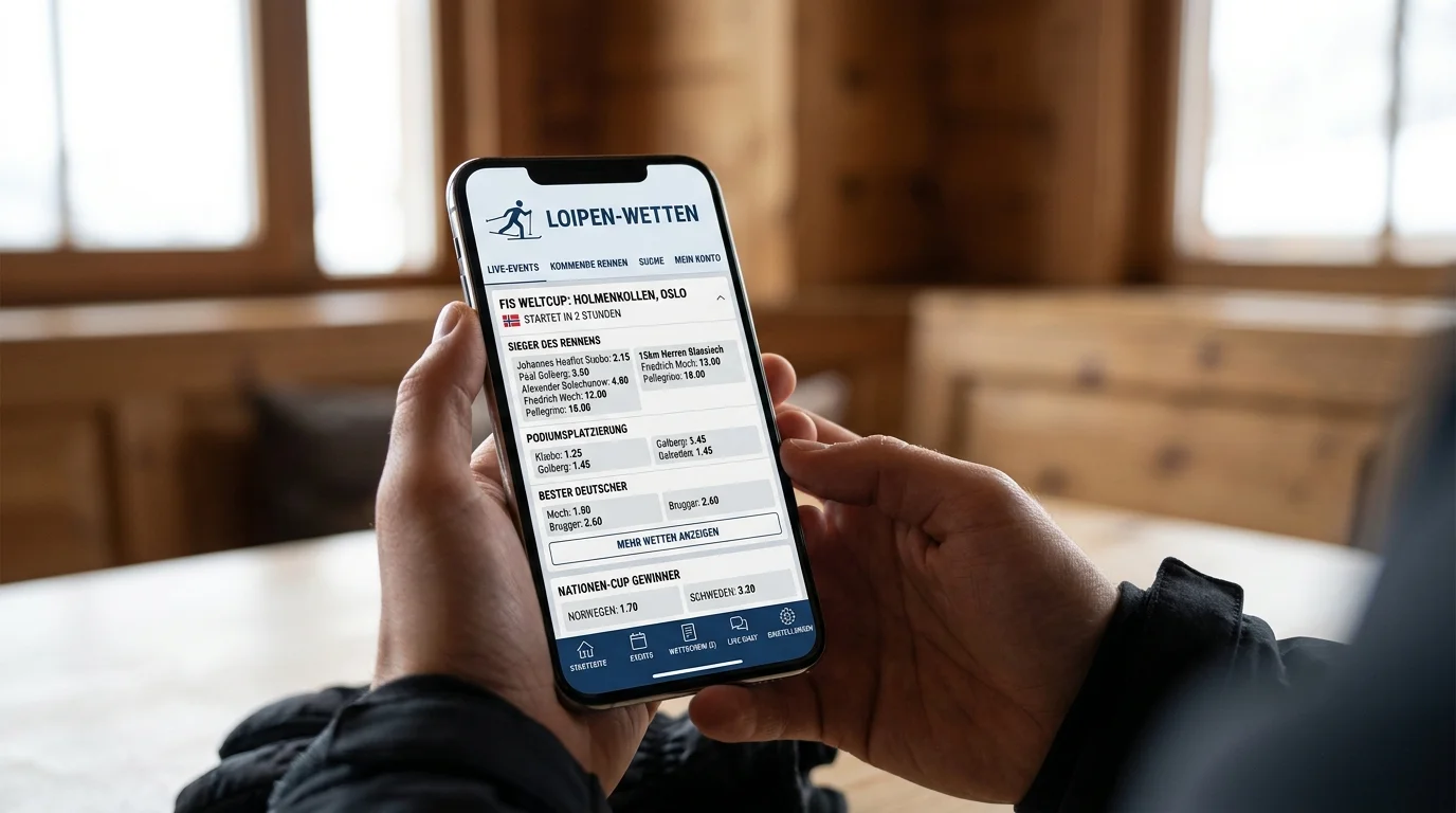 Benutzeroberfläche einer Langlauf-Wett-App auf dem Smartphone