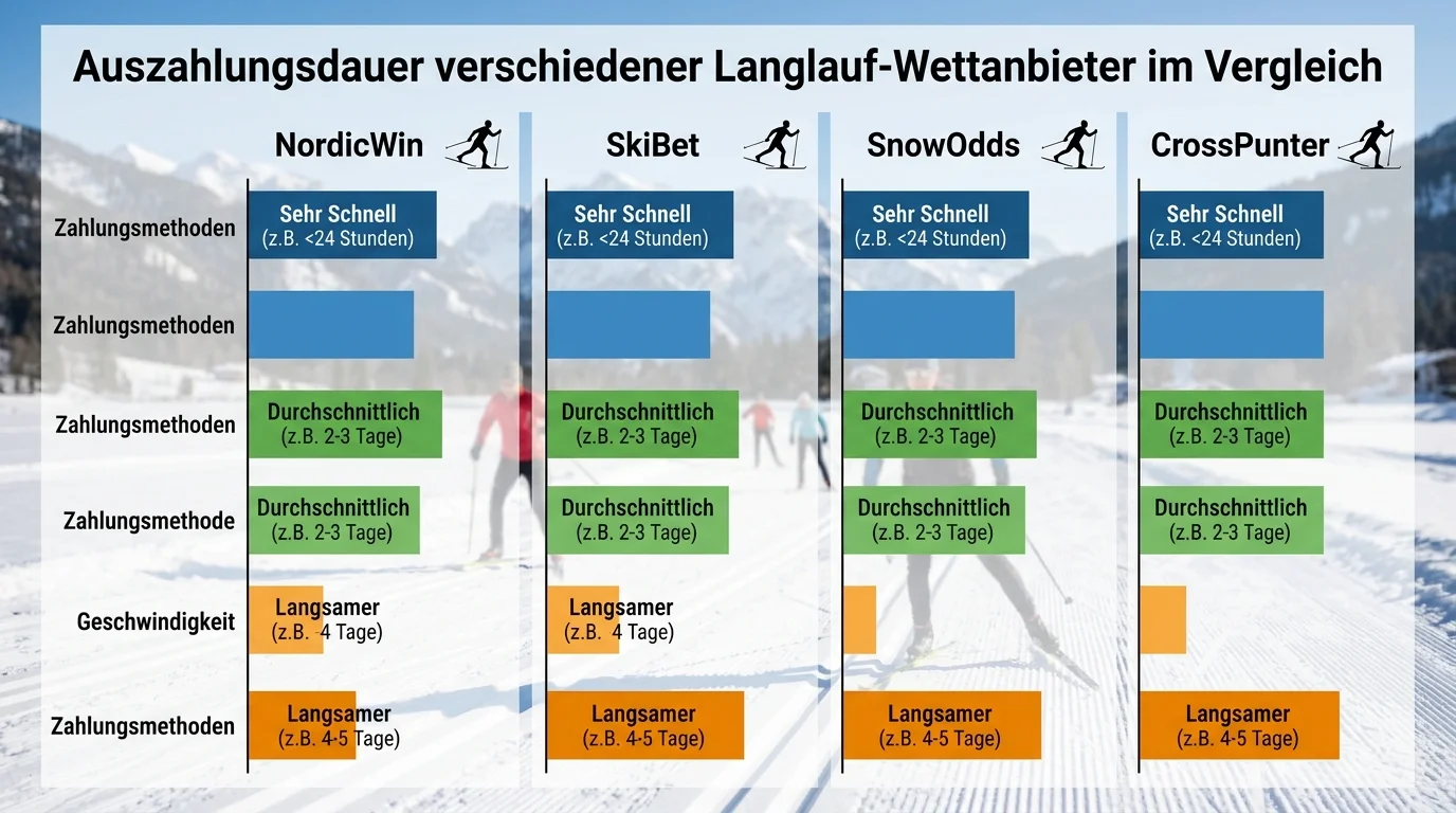 Auszahlungsdauer verschiedener Langlauf-Wettanbieter im Vergleich