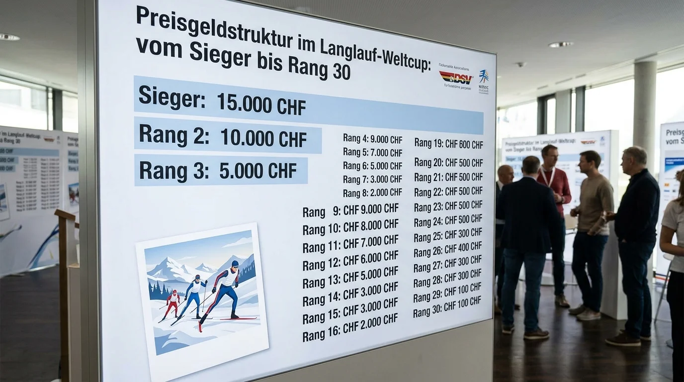 Preisgeldstruktur im Langlauf-Weltcup: vom Sieger bis Rang 30