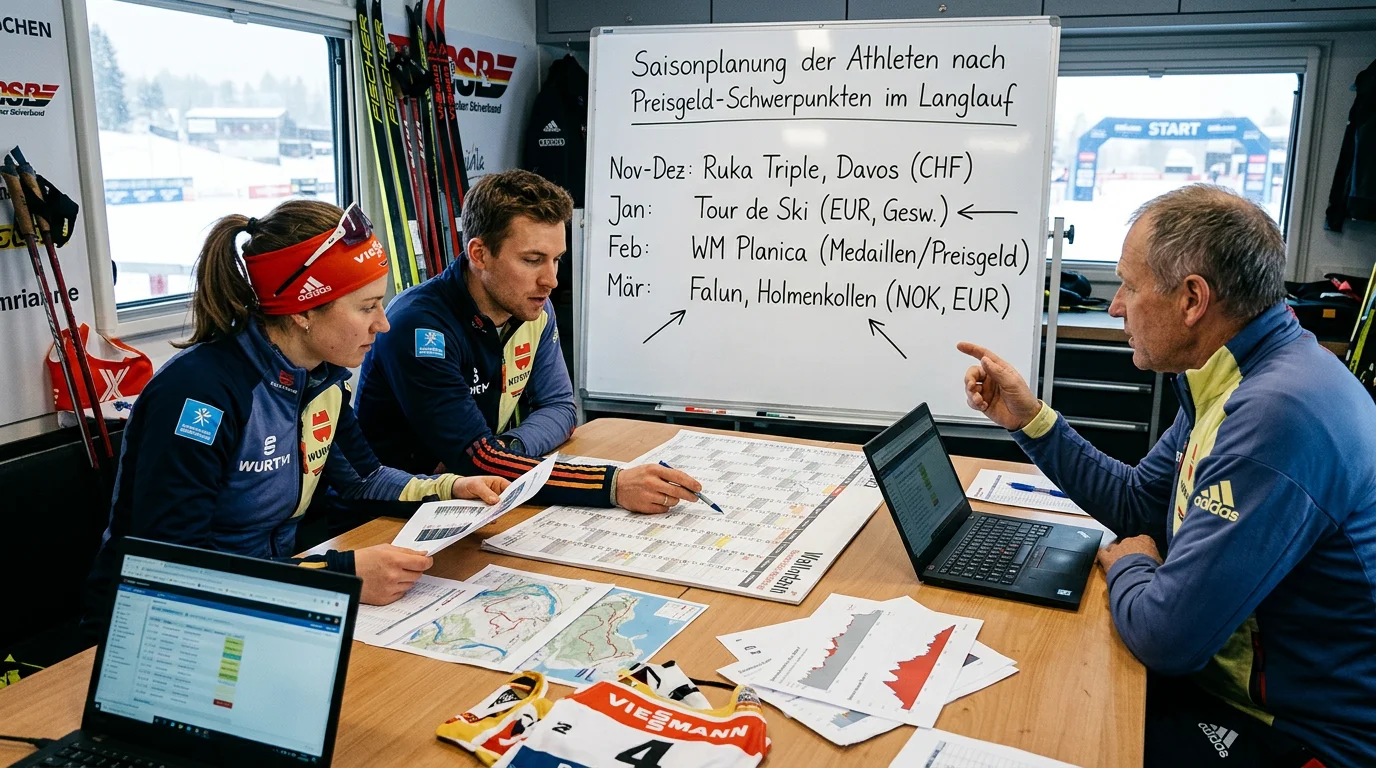 Saisonplanung der Athleten nach Preisgeld-Schwerpunkten im Langlauf