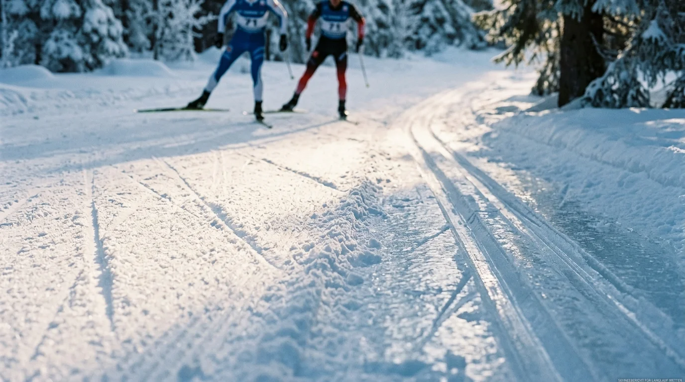 Verschiedene Schneebedingungen auf einer Langlauf-Loipe im Weltcup