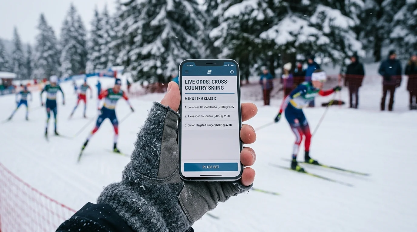 Mobile Sportwetten-App mit Langlauf-Live-Wetten auf dem Smartphone