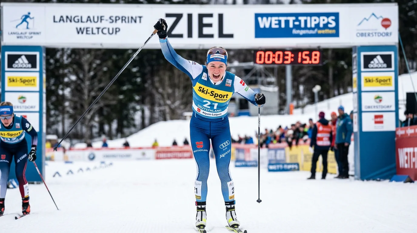 Sprint-Spezialist beim Zieleinlauf eines Langlauf-Sprint-Finals