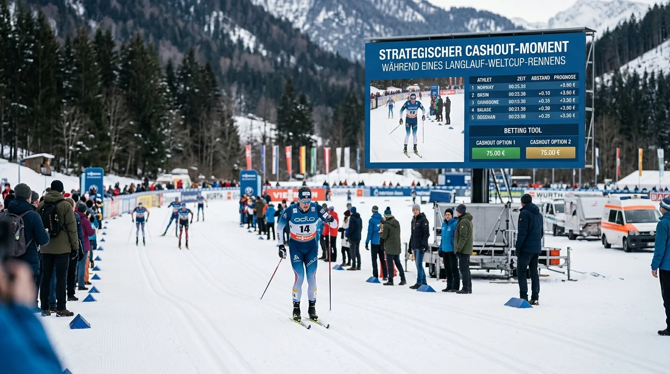 Strategischer Cashout-Moment während eines Langlauf-Weltcup-Rennens