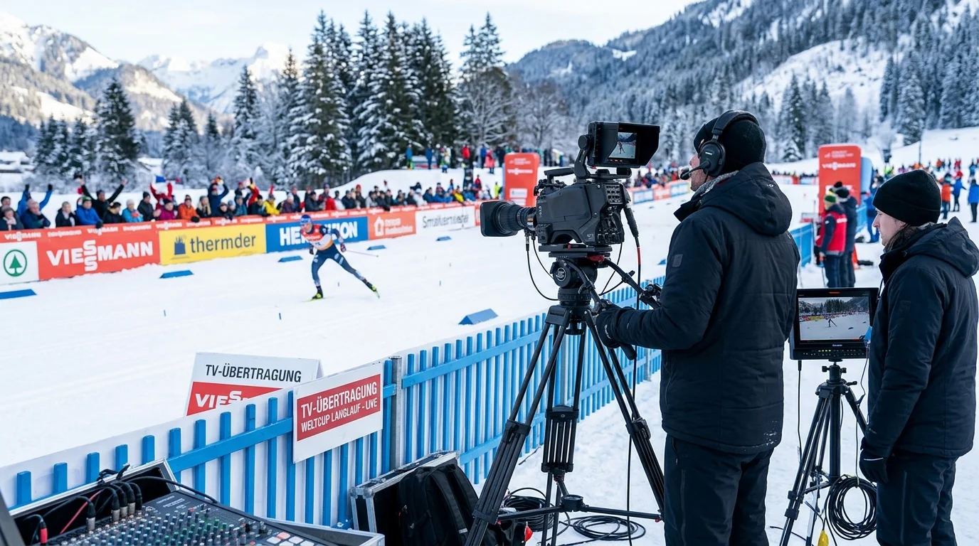 TV-Übertragung eines Langlauf-Weltcup-Rennens im Fernsehen