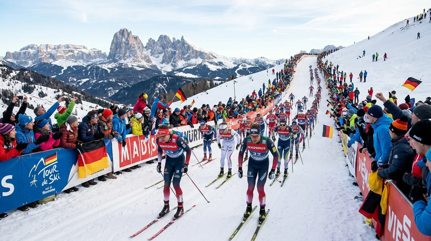 Schlussanstieg Alpe Cermis in Val di Fiemme beim Tour-de-Ski-Finale