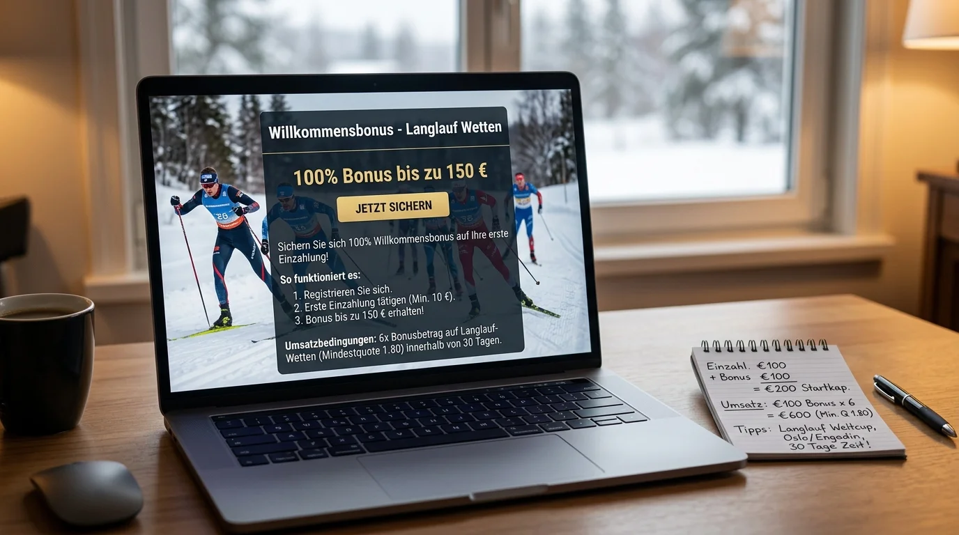 Willkommensbonus-Angebot eines Sportwetten-Anbieters für Wintersport